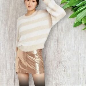 WILD FABLE Slouchy Color Block Stripe Sweater Mohair Balloon Sleeve Size Small